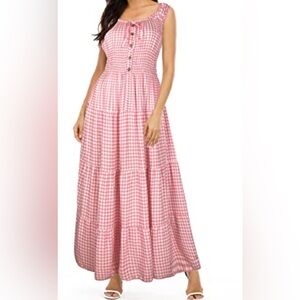 Ost Pink Checkered Maxi Dress